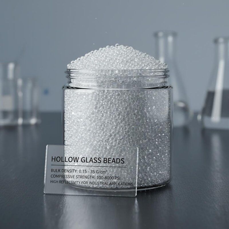 0.15 - 0.35 G/cm3 の散布密度,100-8000 Psi の圧縮強度,および産業用アプリケーションのための高い反射性を持つ空洞ガラス粒