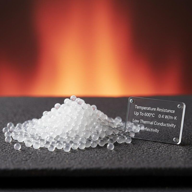 低熱伝導性0.04 W/m·K と高反射性を持つ空洞ガラス粒